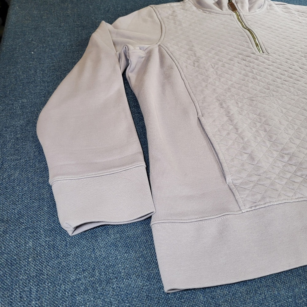 LL Bean Womens 1X Plus Quilted Quarter Zip Pullover Lavender Purple Pockets - Picture 3 of 12